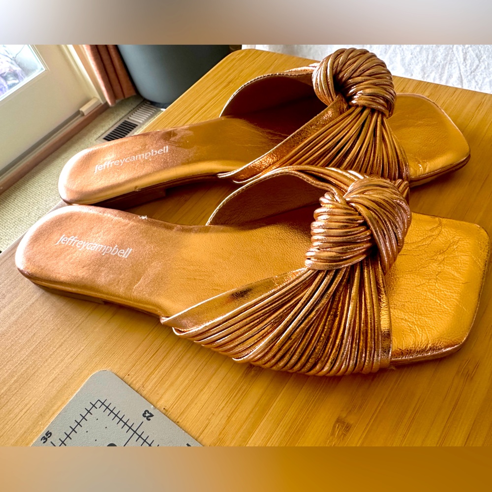 Jeffrey Campbell Naughty Slide Sandals size 8 in Rose gold - Picture 2 of 4